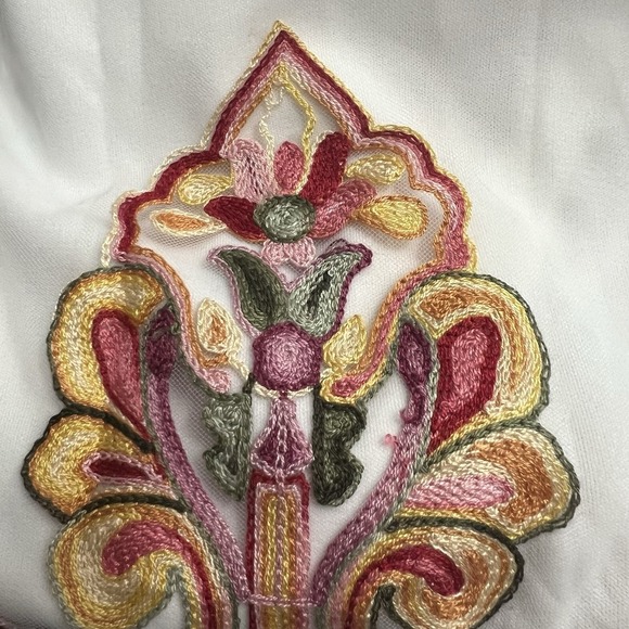 Women's Boho Embroidered Magic Skirt XL White Mesh Lined Festival Gypsy Cottage - Picture 4 of 8